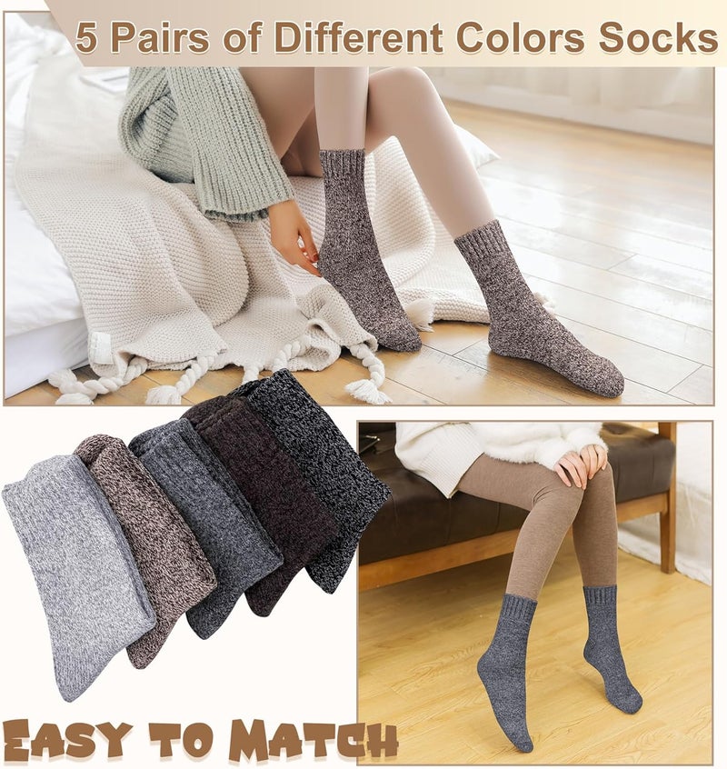 YSense Wool Socks for Women, Winter Boot Socks Stocking Stuffers Gifts for Women Warm Crew Hiking - Image 4